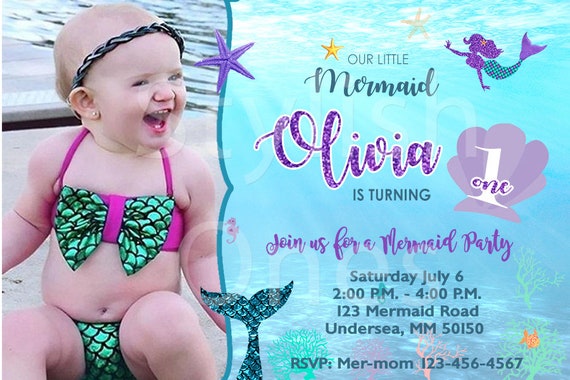 Mermaid birthday invitations | Mermaid invitations | Mermaid party invitation Il_570xn