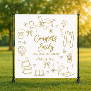 Personalized High School Graduation Banner 2025, Class of 2025 Backdrop, Indoor or Outdoor Events, Fast Shipping, College Grad Party