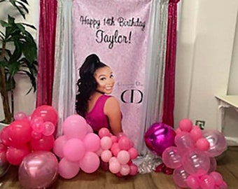 Custom Glitter Birthday Party Backdrop | Customized Backdrop | Graduation Backdrop | Photo Booth Backdrop