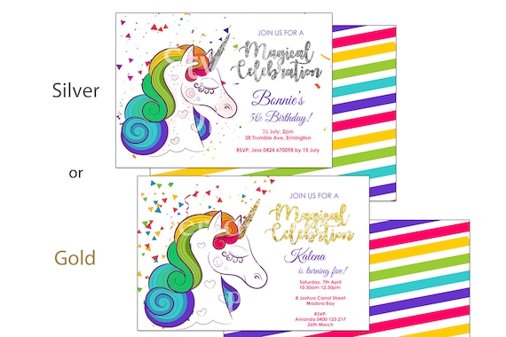 Rainbow Unicorn birthday invitation | Unicorns invitation | Rainbow Unicorn invitations Il_570xn