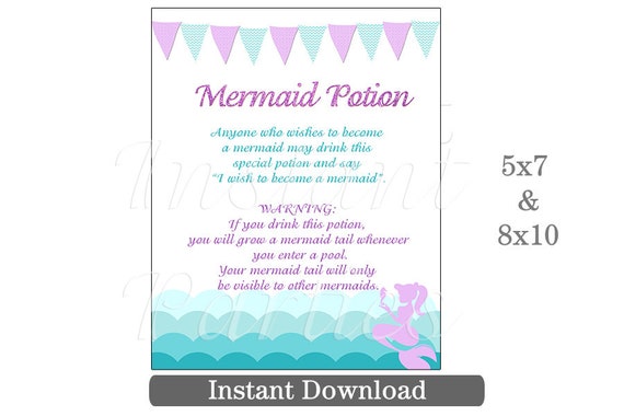 Mermaid sign | Mermaid Potion sign | Mermaid party Il_570xn