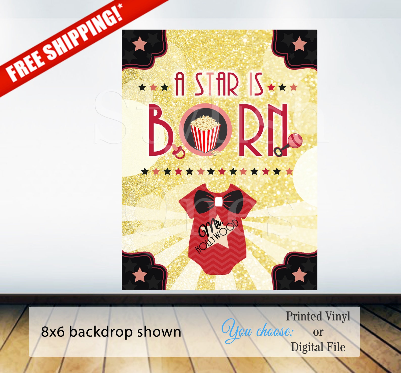 Red Carpet Baby Shower Backdrop Glam Baby Shower Backdrop Etsy