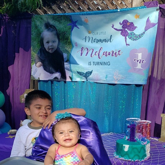 Mermaid birthday backdrop | Mermaid poster | Under the sea backdrop | mermaid banner | Mermaid backdrop Il_570xn