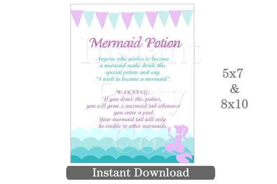 Mermaid sign | Mermaid Potion sign | Mermaid party Il_570xn
