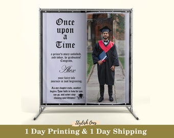 Personalized Graduation Backdrop, Custom Banner for Grad Party, Storybook Theme, High School Graduate Decor, Class of 2024