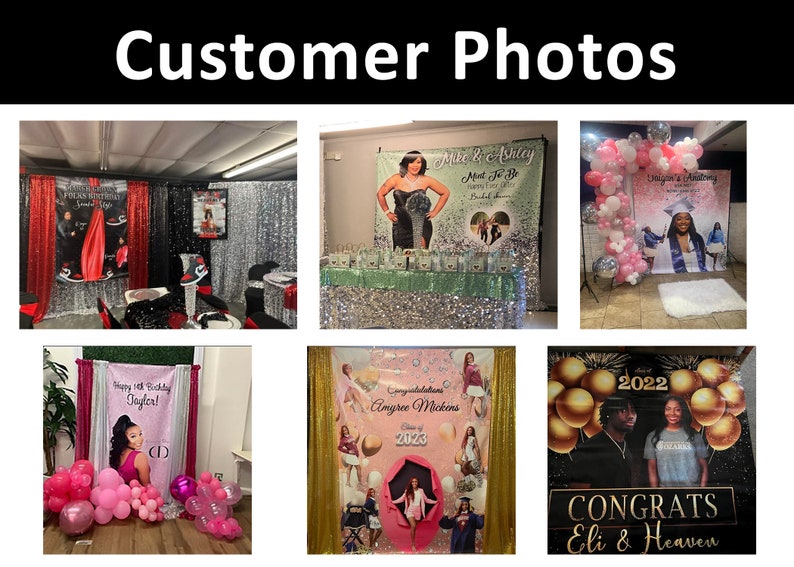 Custom Backdrop for Birthday Parties, Graduations, Weddings,  | Vinyl Step and Repeat Photo Booth Backdrop, Custom Banner