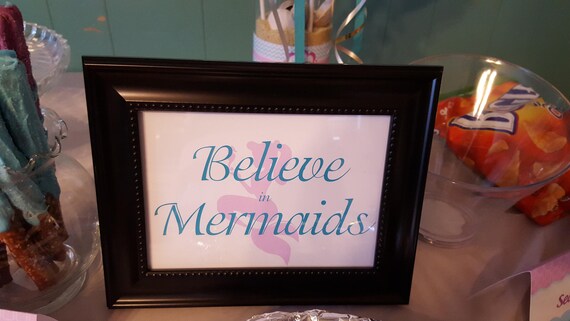 Mermaid sign | Believe in mermaids sign | Mermaid party Il_570xn
