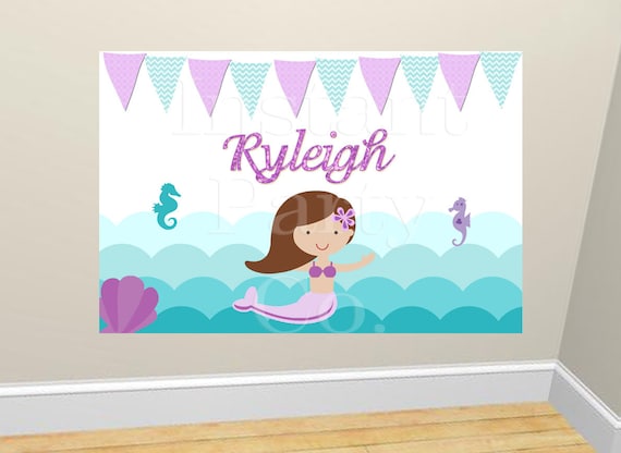 Mermaid birthday backdrop | Mermaid poster | Under the sea backdrop | mermaid banner | Mermaid backdrop Il_570xn