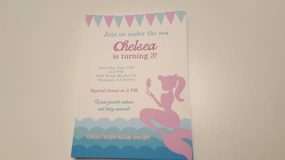 Mermaid birthday invitations | Mermaid invitations | Mermaid party invitation Il_570xn
