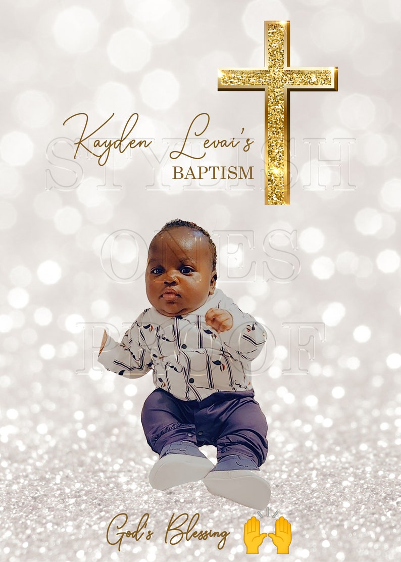 Custom Baptism Backdrop, Personalized Photo Banner, First Holy Communion Backdrop, Christening, Baby Dedication, Purgation, Sanctification image 2