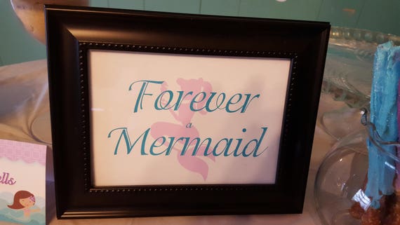 Mermaid sign | Forever a mermaid sign | Mermaid party Il_570xn