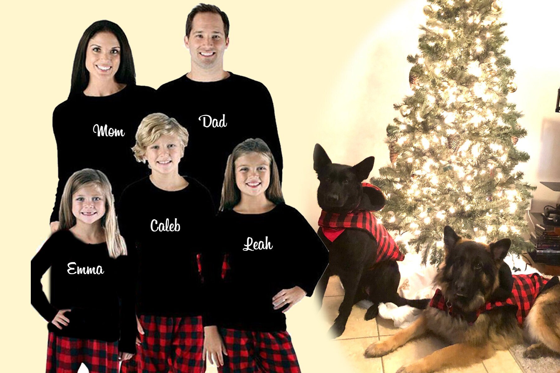 Personalized Black And Red Buffalo Family Matching Christmas Etsy