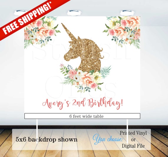 Unicorn birthday backdrop | Unicorn birthday party backdrop| Floral unicorn backdrop | Unicorn banner Il_570xn