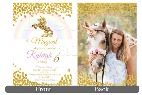 Unicorn birthday invitation | Unicorn invitation | Gold unicorn invitation | Unicorns and rainbows invitations | DIY Il_570xn
