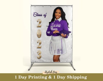 Graduation custom photo backdrop | Class of 2024 banner personalized, Graduation banner