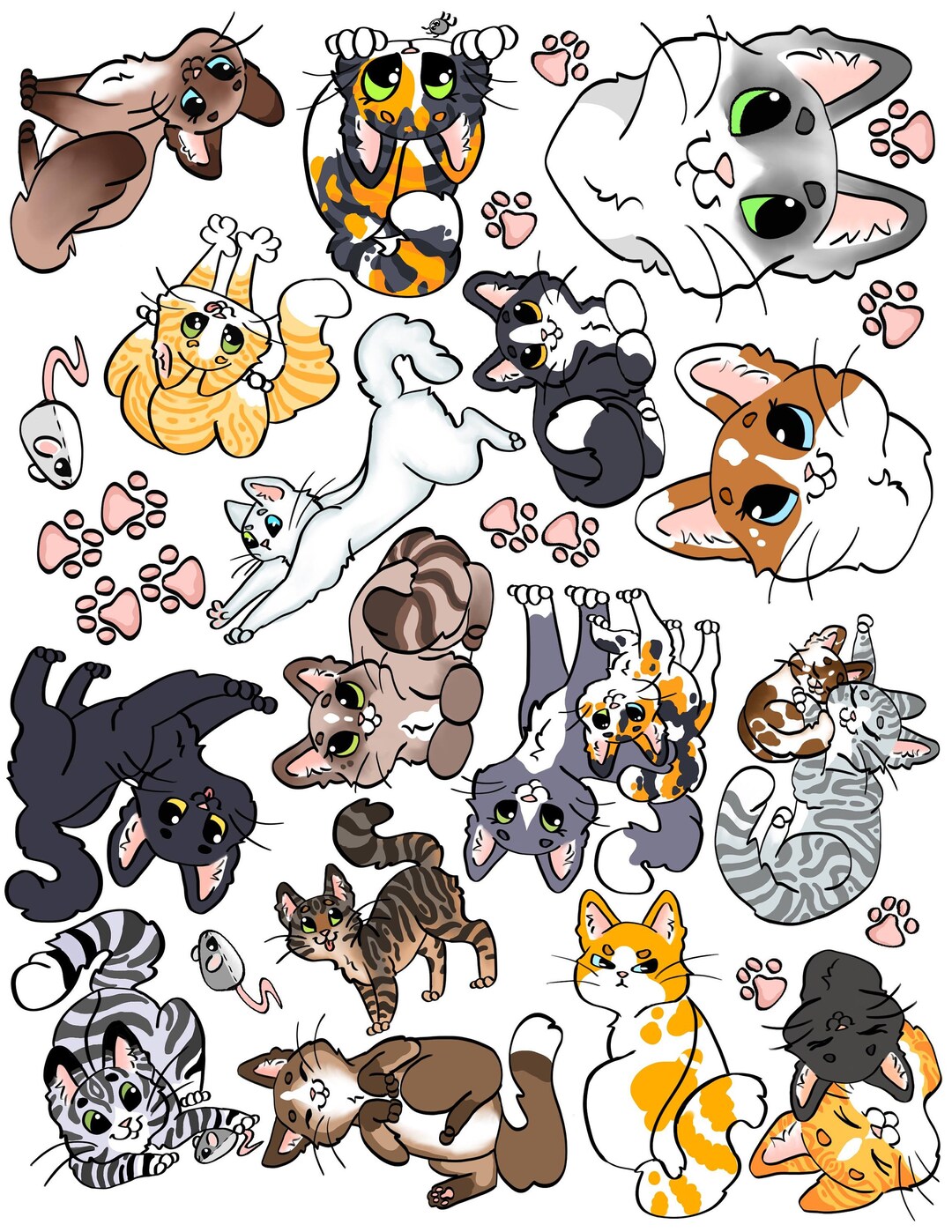 Cat Sticker 27pcs Cat Stickers Cat Lover Fluffy Cat - Etsy