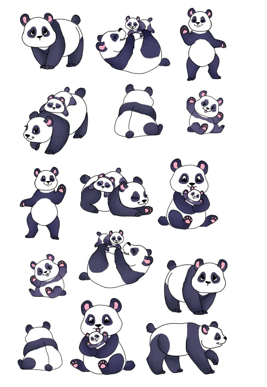 Kawaii Cute Panda Bear T-Shirt - Cute Pandas - Sticker