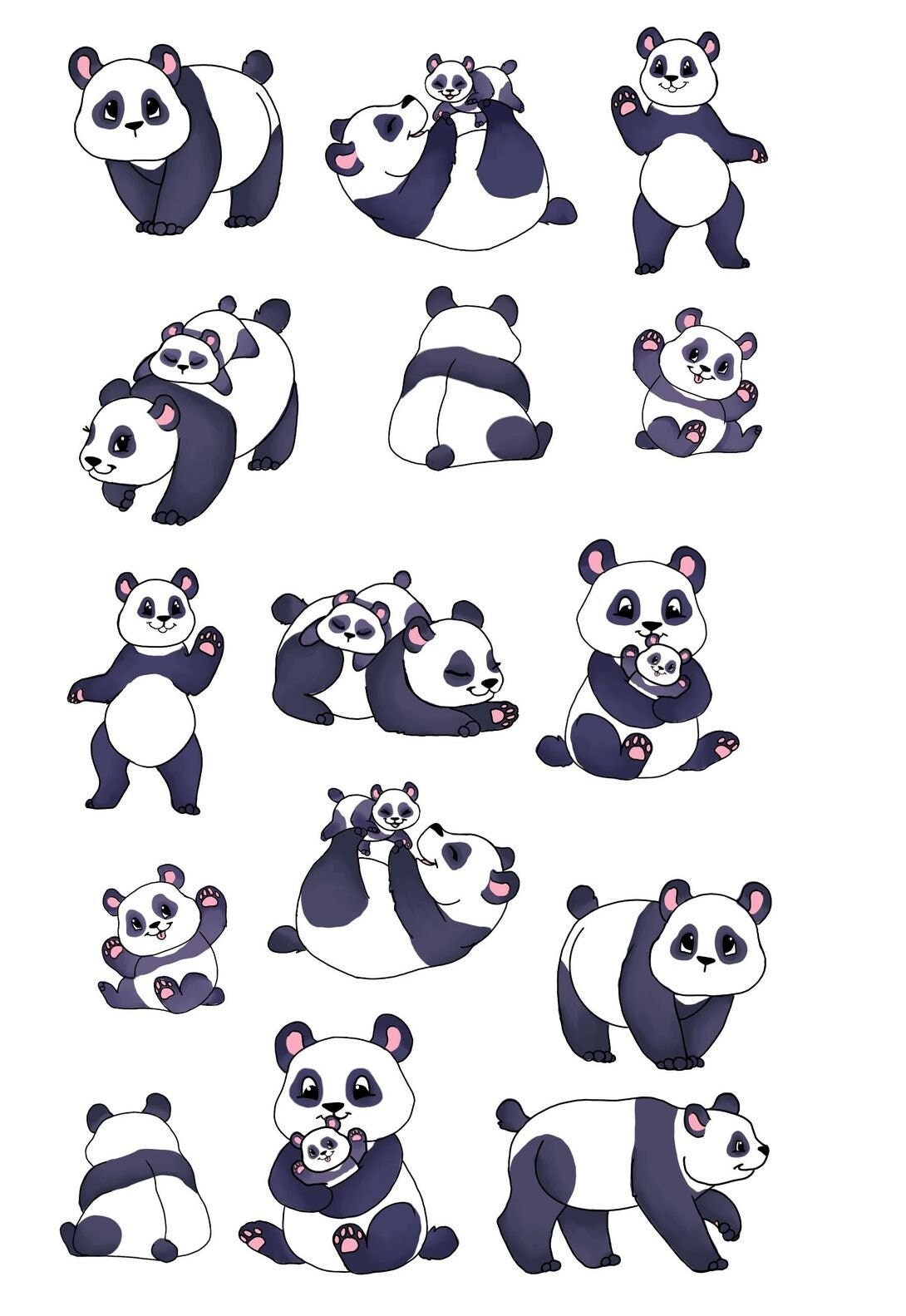 Die-cut sticker, Cute kawaii Panda cub sticker, whit