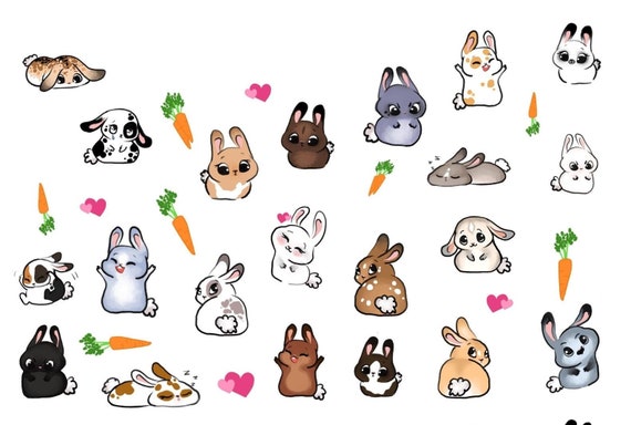 Cute Tiny Bunny Stickers Rabbit Stickers Baby Bunny - Etsy