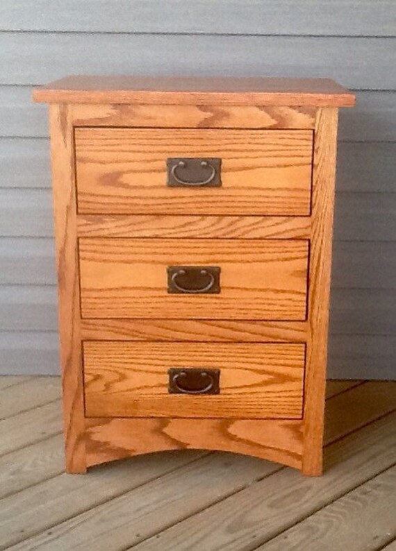 Solid Oak Bedroom Nightstand With Drawers Farmhouse Mission Etsy