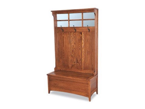 Entryway Bench Hall Tree Storage Hallway Furniture Seat Oak Wood Coat Rack