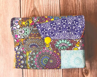 Patchwork Mandala Tarot/Oracle Card Case with Inner Pocket and Snap Closure for Standard Sized Cards| Deck Holder| Tarot Gift