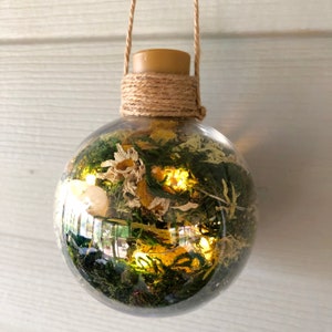 Light Up Mystical Glow Orb for HAPPINESS AND POSITIVITY with Natural Stones & Herbs| Ornament| Witchy Decor| Green Witch Gift