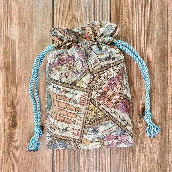 Tarot Card Drawstring Tarot/Oracle Card Bag| Fully Lined| Twisted Satin Cording| Rune Bag| Tarot Gift
