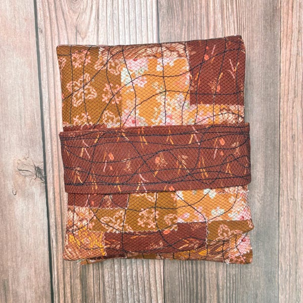 Patchwork Padded Oracle Deck Fold Over Bag with Tulle Overlay, best for decks that are 1 inch or less in thickness | Pouch| Deck Holder