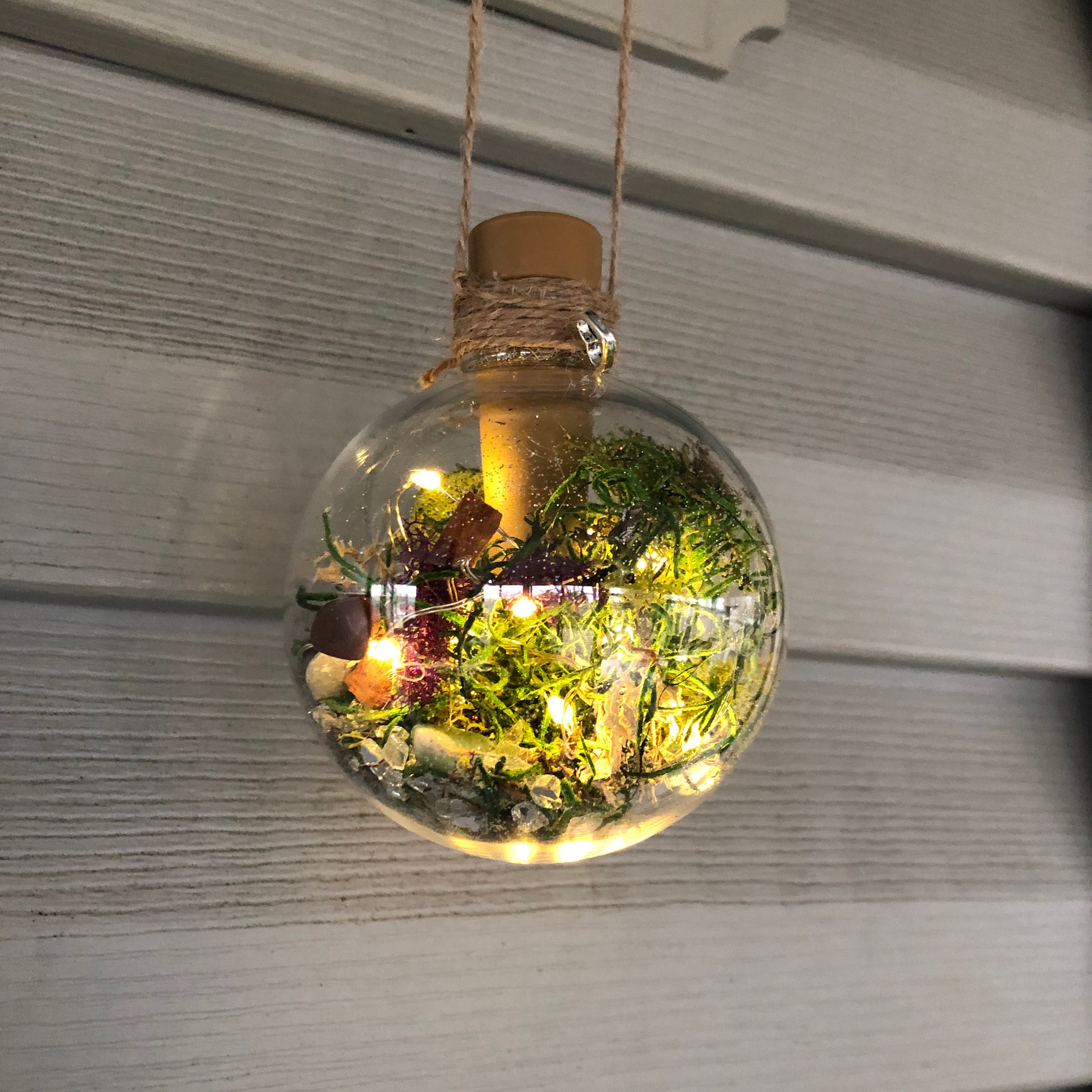 Light Up Herb Fairy Orb, Witch Ball with Natural Stones & Herbs| Home Amulet| Ornament| Home Protection| Herb Charm| Talisman| Witch Gift