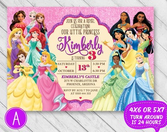 disney princess birthday invitation disney princess etsy disney princess invite
