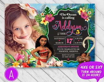 Moana Invitation Etsy