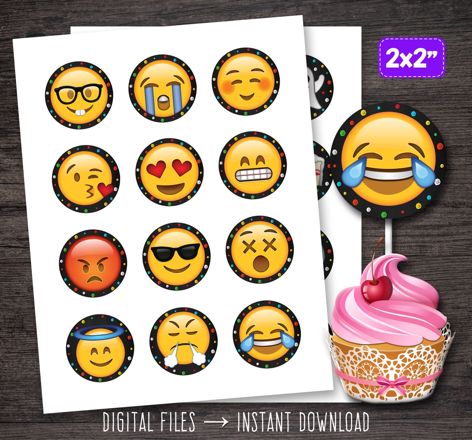 emoji-cupcake-toppers-emoji-toppers-emoji-cupcakes-emoji-etsy