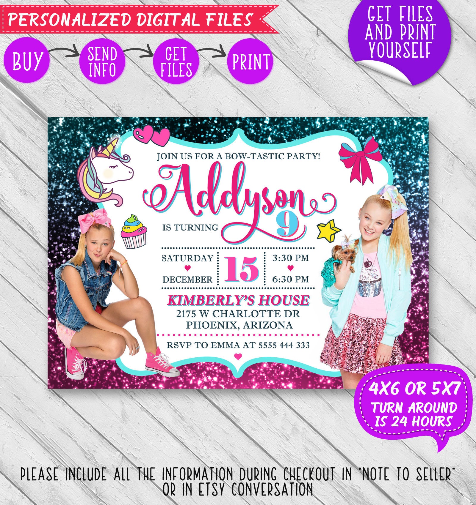 JoJo Siwa Invitation JoJo Siwa Birthday Invitation JoJo Siwa | Etsy