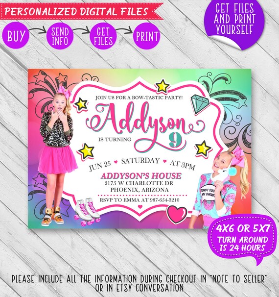 JoJo Siwa Invitation, JoJo Siwa Birthday Invitation, JoJo Siwa birthday, JoJo Siwa invite, JoJo Siwa party, JoJo skate rollers, Printables