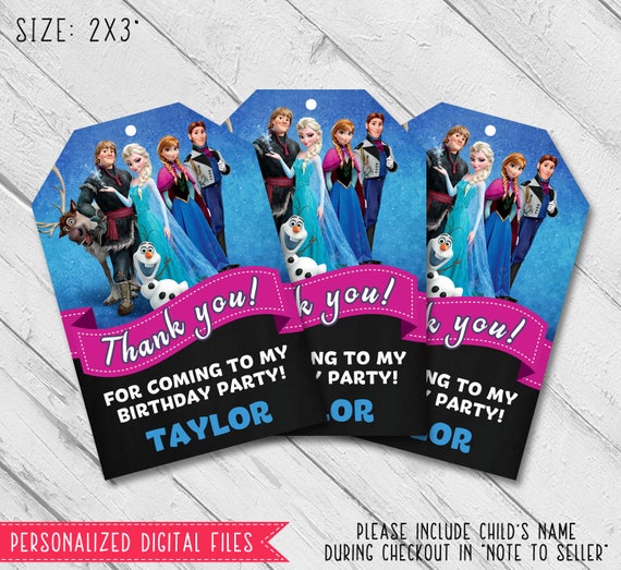 Frozen thank you tags Frozen Birthday thank you tag Frozen | Etsy