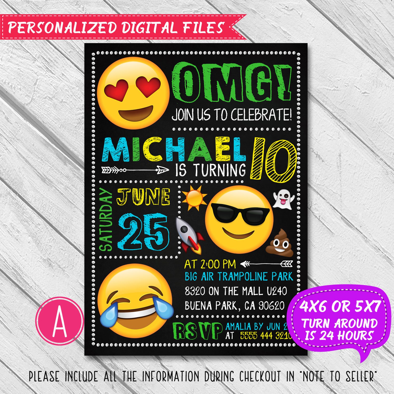 Emoji Birthday Invitation Emoji Invitation Emoji Invite Etsy