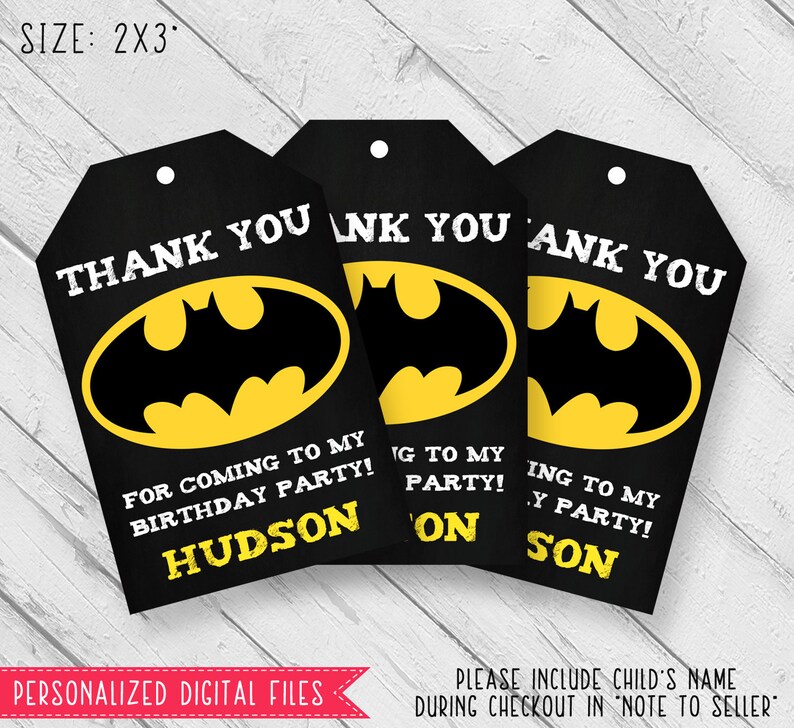 Batman thank you tags Batman thank you card Batman favor | Etsy