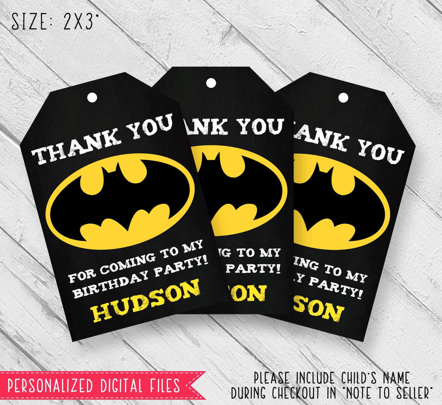 Batman thank you tags Batman thank you card Batman favor | Etsy