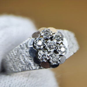 Flower diamonds (brilliant cut) 585 white gold ring size 17.5 (55) - gemstone healing stone energy power woman ring jewelry high quality noble