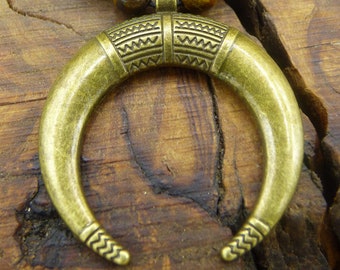 Moon Tiger Eye Gemstone Necklace ~HIPPIE ~GOA ~Boho ~Tibet ~Ethno ~Nature