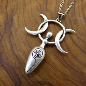 Naszyjnik z wisiorkiem spiralnym bogini księżyca ~ Ochrona cyklu dla kobiet w ciąży, noc sakralna, srebrny HIPPIE GOA, boho, tybetański, etniczny, naturalny, ezoteryczny, srebrny