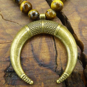 Mond Tigerauge Edelstein Kette HIPPIE GOA Boho Tibet Ethno Nature Bild 1