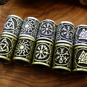 Brass Dreadlock Beads Runes Bronze/Silver Celtic Power Odin Germanic Beard Beads Breads Dreads HIPPIE GOA Boho Nature Vintage Viking image 1