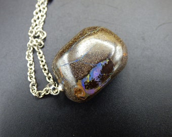 Pietersite Golden ~ macrium Gemstone Necklace ~ Hippie ~ Goa ~ Boho ~ Ethno ~ Nature ~ Healing Stone ~ Flash ~ Fire ~ river ~ Flash ~ rarity