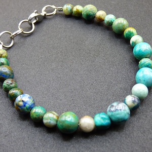 Chrysocolle / Chrysocolla *Unique* - Bracelet en pierres précieuses bleu GOA Hippie Boho Nature Pierre de guérison Cadeau Lui Elle Homme Femme Ami Rareté Énergie