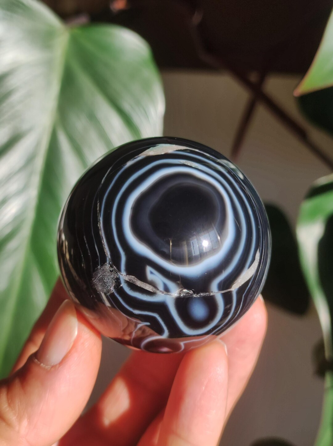 Black Sardonyx - Gemstone Sphere, Natural Healing Stone