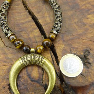 Mond Tigerauge Edelstein Kette HIPPIE GOA Boho Tibet Ethno Nature Bild 8