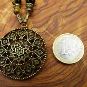 Mandala Blume Tibetische Anhänger Kette Tigerauge Edelstein HIPPIE GOA Boho Tibet Ethno Nature Bild 8