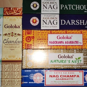 Incense Sticks Incense Goloka Nagchampa Natures Nest Chandan Divine Satya Nag Champa Tree Life Nag Darshan Patchouli Incense Purification SET